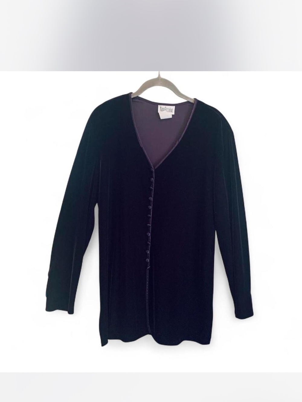 Luxurious Vintage Velvet Whimsigoth Purple Button-Front Women's Cardigan.size 12